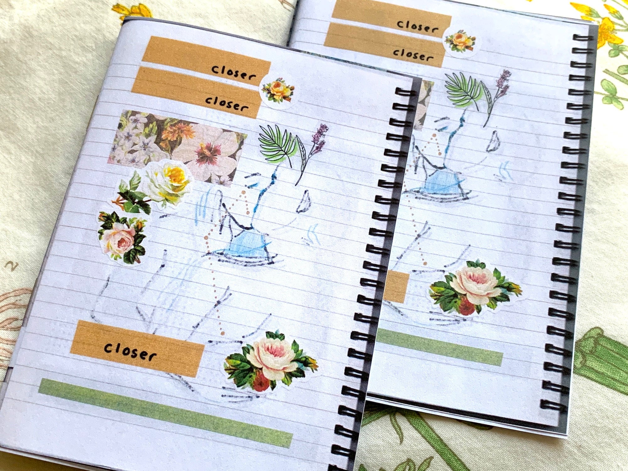 closer closer closer - a sketchbook collage mini zine of kisses & flo…