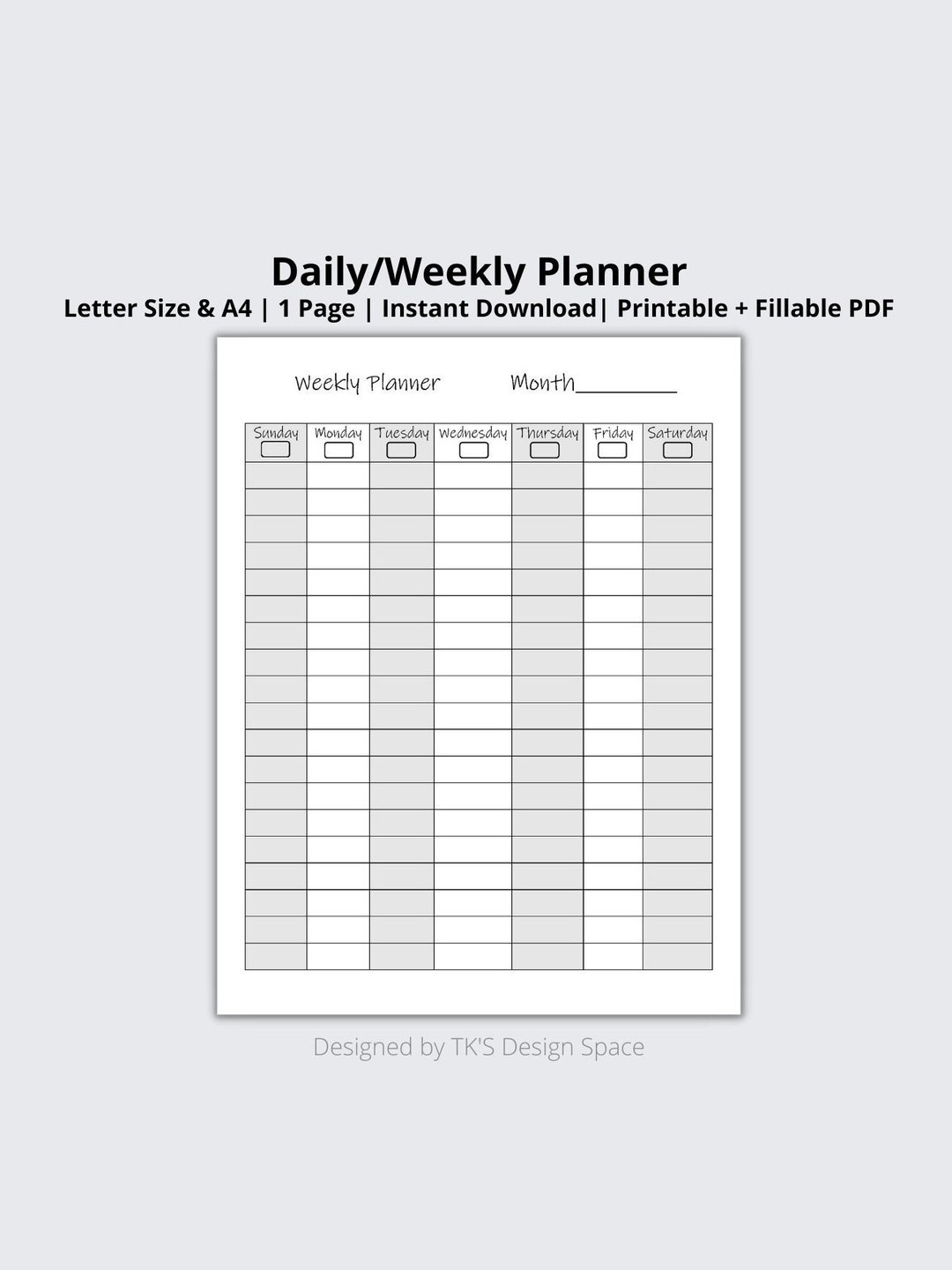 Blank Checklist Planner Printable, Monthly Planner Printable Editable ...