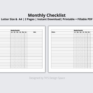 Blank Checklist Planner Printable, Monthly Planner Printable Editable To Do List Template, US Letter, A4, Minimalist Planner