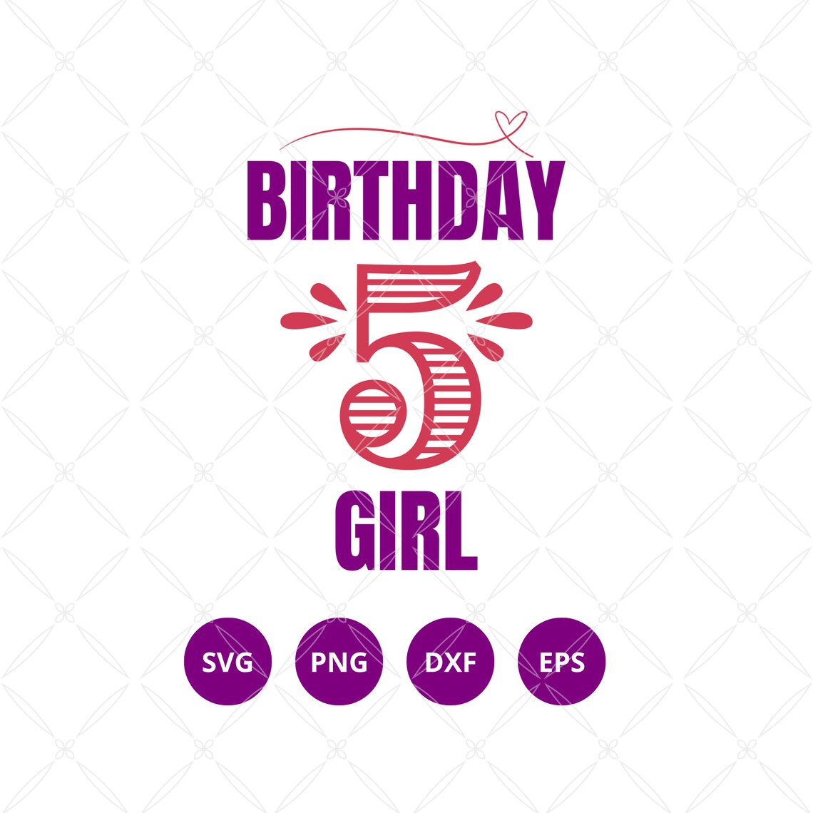 5th Birthday Girl Svg Png Dxf Eps 5 Year Old Birthday Girl Cut File - Etsy