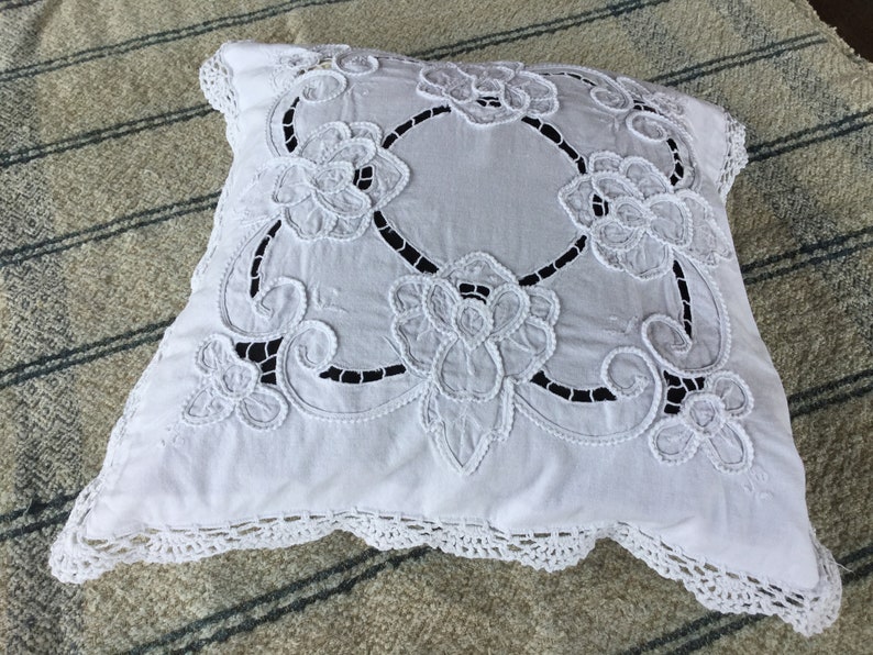 Vintage Embroidered Pillowcase Handmade Crochet Lace Handmade Etsy