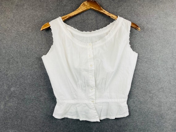 Antique French Camisole Monogram MLD Cotton Corse… - image 1