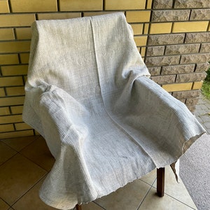 Antique Handwoven Bedspread Ukrainian Linen Carpet Throw Blanket Kilim Rustic Decor