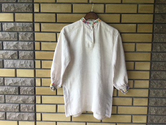 Embroidered Men’s Shirt Peasant Shirt Homespun Lin