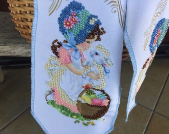 Ready to Ship Handmade Beaded Embroidered Napkin Easter Ukrainian Rushnyk Small Towel Kids Doily Basket Easter Decor