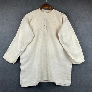 Homespun Linen Peasant Shirt Ukrainian Mens Workwear Size L Slavic Customs Duty Included