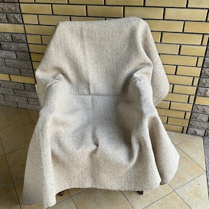 Antique Handwoven Throw Blanket Homespun Linen Hemp Bedspread Primitive Fabric Old Farmhouse Decor