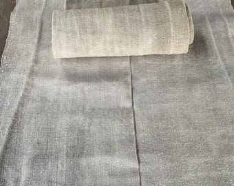 Roll 3.3 yards Homespun Linen Fabric Ukrainian Handwoven Textile Old Farmhouse Decor