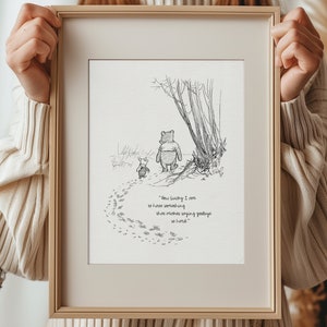 How lucky I am to have something that makes saying goodbye so hard   - Winnie the Pooh Quotes  classic vintage style print #107