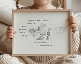 if you live to be one hundred...   Pooh quotes horizontal classic vintage style poster print #131