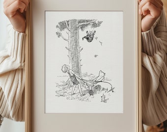 And suddenly Tigger found how easy it was - classic Winnie the Pooh, Tiger, Piglet, Eeyore classic vintage style poster print #28