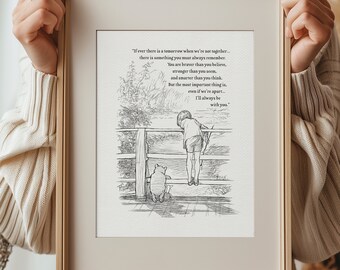 Vous êtes plus courageux que vous ne le pensez - Citations de Winnie l'ourson - impression d'affiche de style vintage classique #116a