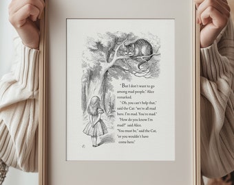 We're all mad here - cheshire cat - quote poster Alice in Wonderland based on book illustration by J. Tenniel - #54
