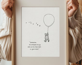 Sometimes the smallest things take up the most room in your heart-  Pooh Quotes classic vintage style poster print #43a