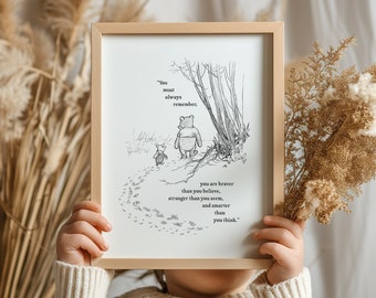 Printable You must always remember - Winnie-the-Pooh Quote Poster Print Illustration Downloadable A2 A3 A4 A5 Nursery Wall Art Digital File