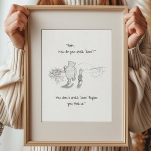 Pooh, how do you spell love?  - Winnie the Pooh Quotes - classic vintage style  poster print #115