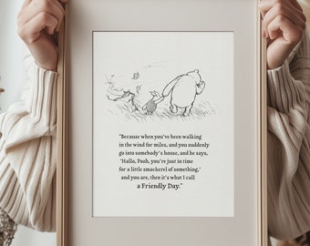 Friendly Day - Winnie the Pooh quote poster - vintage style Pooh classic print #164a