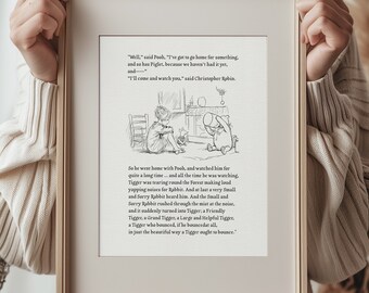 A Large and Helpful Tigger - Winnie the Pooh book page quote classic vintage poster print nursery wall art #175