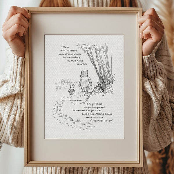 You are braver than you believe - Winnie the Pooh Quotes - classic vintage style  poster print #03