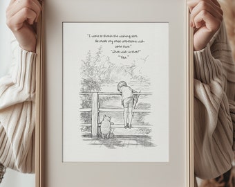 I want to thank the wishing star. He made my most important wish come true - Winnie the Pooh quote vintage style poster print #172