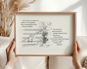 If ever there is tomorrow...  Winnie the Pooh Quotes - horizontal classic vintage style  poster print #05a