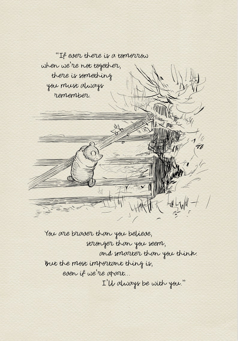 If ever there is tomorrow... Winnie the Pooh Quotes classic vintage style poster print 05 image 6