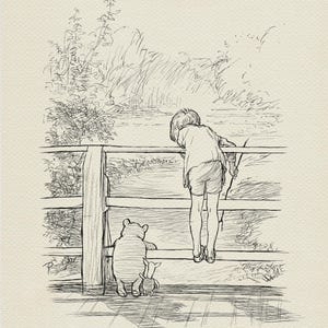 Poohsticks - Ursinho Pooh, Christopher Robin, pôster clássico do Pooh em estilo vintage, nº 8