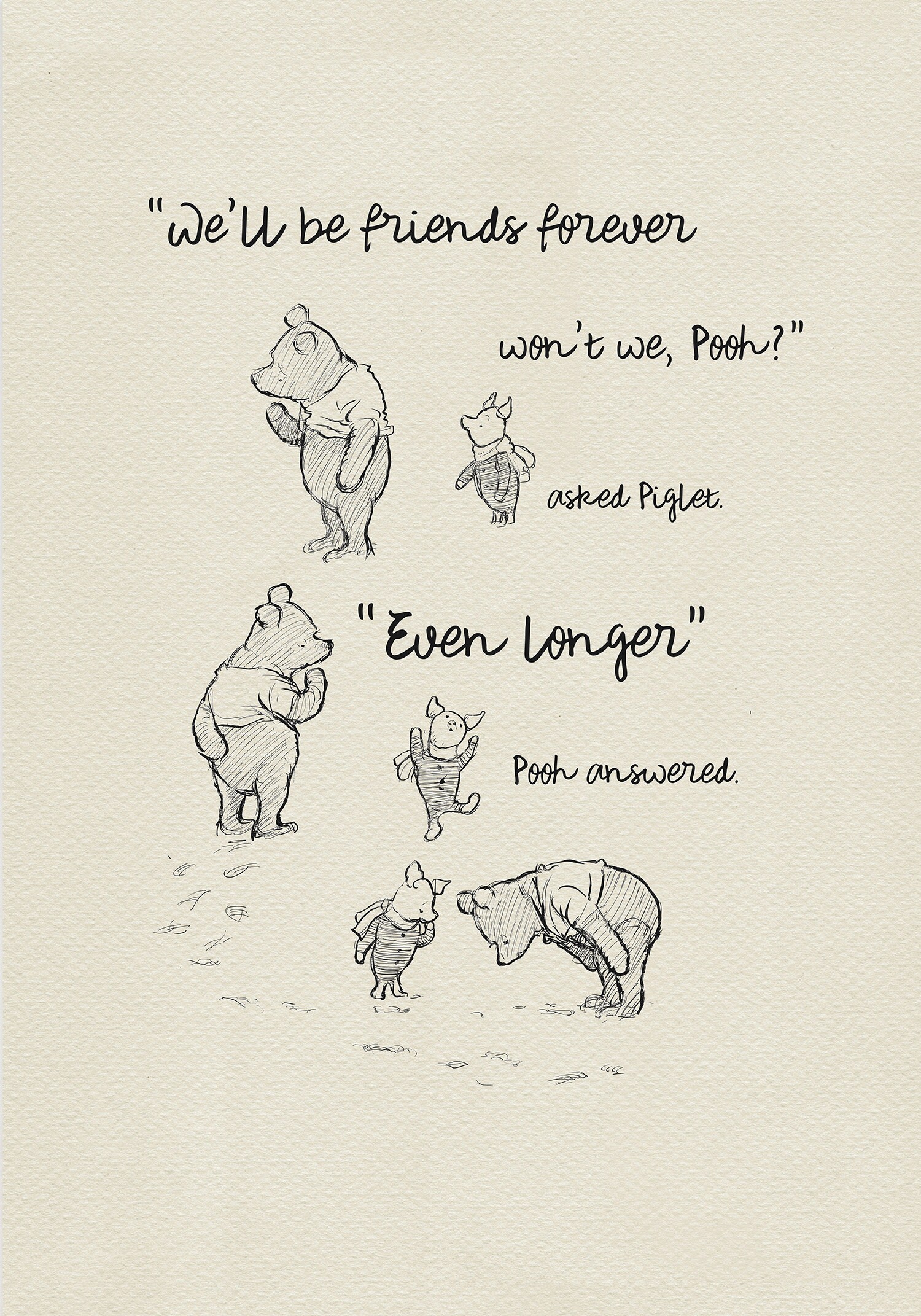 Winnie The Pooh Friendship We'll Be Friends Forever Will't We Pooh Winnie | Etsy