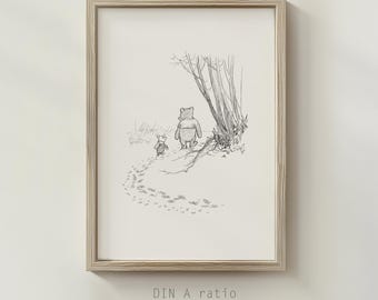 Winnie the Pooh Print: Vintage Classic E.H. Shepard Illustration