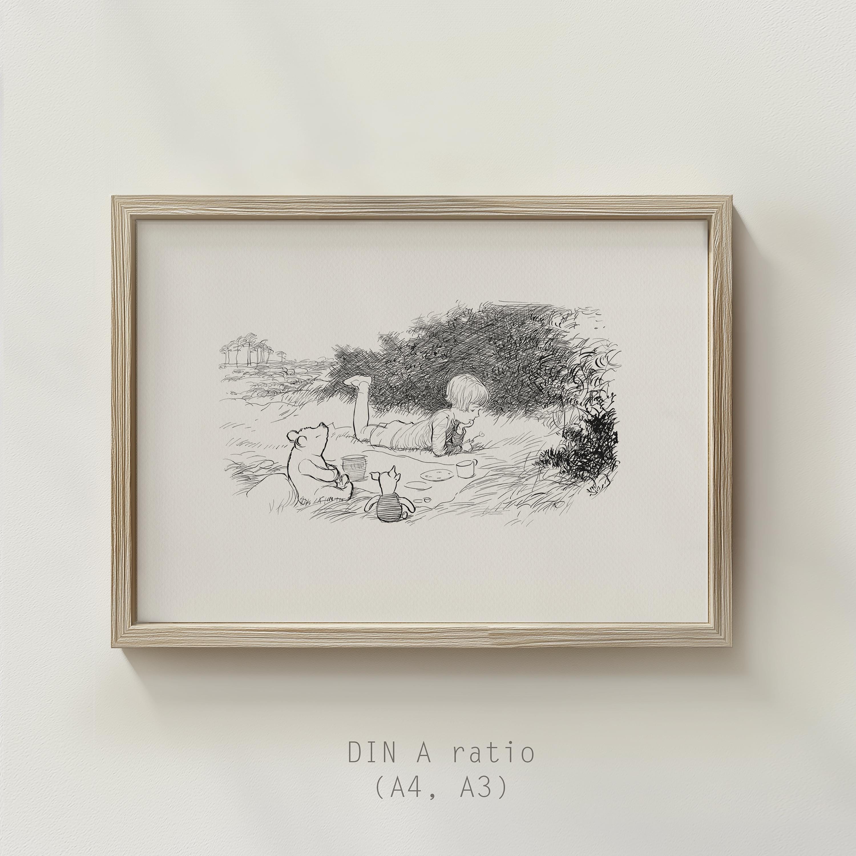 Composition Minimaliste Winnie L'Ourson - E.H. Shepard - Accroche-plat - Occasion