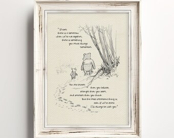 Sei più coraggioso di quanto credi - Citazioni di Winnie the Pooh - stampa di poster in stile vintage classico n. 03