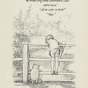 I want to thank the wishing star. He made my most important wish come true - Winnie the Pooh quote vintage style poster print #172