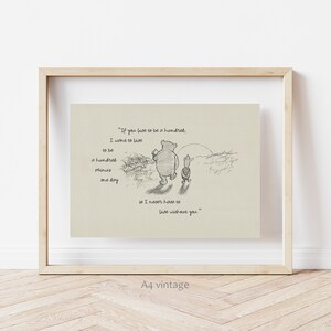 if you live to be one hundred... Pooh quotes horizontal classic vintage style poster print 131 image 8