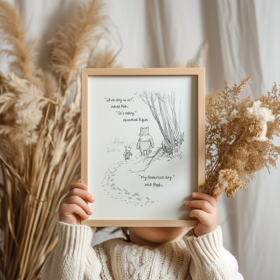Welcher Tag ist es bat Winnie Puuh Pooh Zitat klassischer Vintage Style ...
