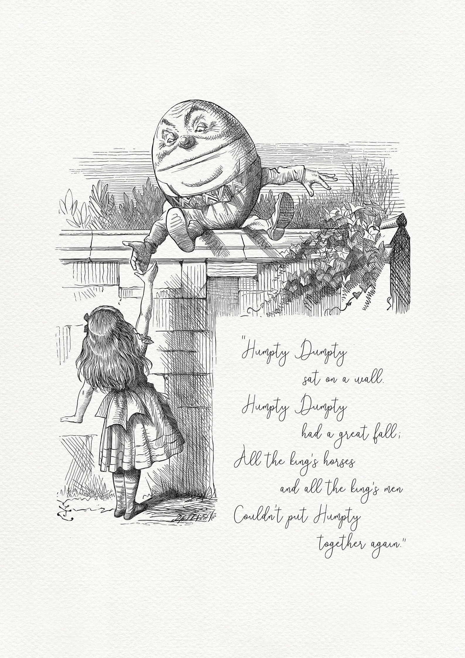 Humpty Dumpty Sat on a Wall Classic Style Quote Poster Etsy