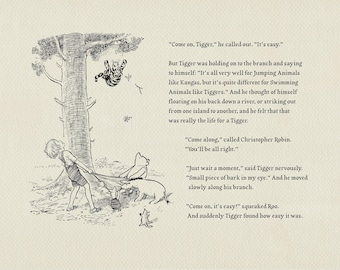 Winnie Puuh Print mit Zitat - Vintage Kinderzimmer Wandkunst: Tigger