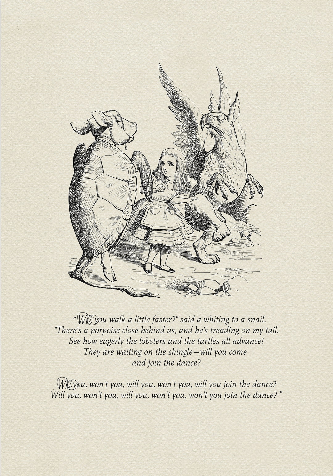 The Lobsterquadrille Quote Poster Alice in Wonderland / Etsy