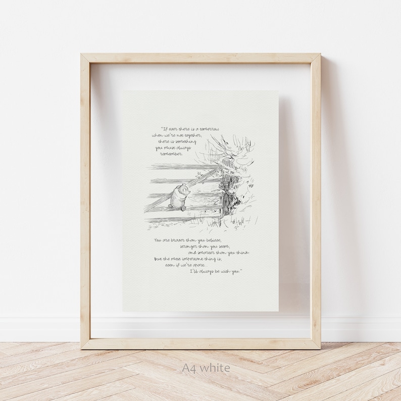 If ever there is tomorrow... Winnie the Pooh Quotes classic vintage style poster print 05 image 8