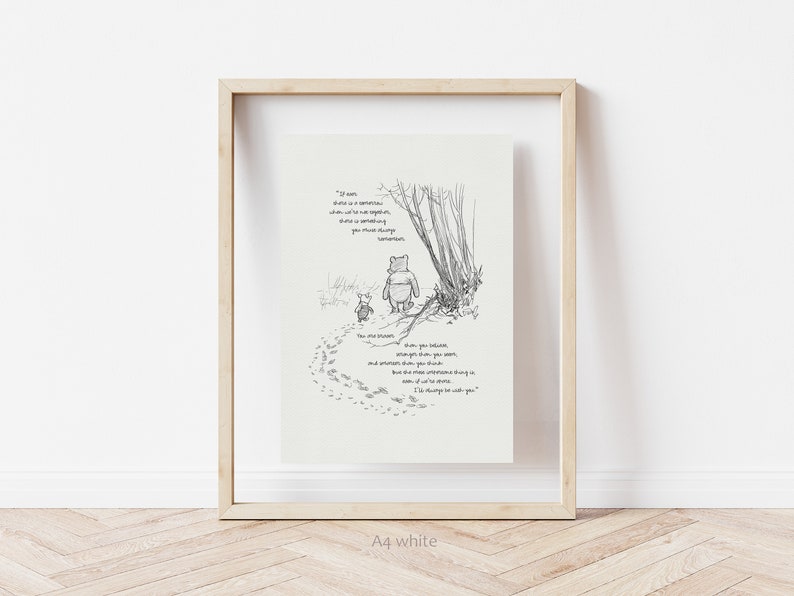 You are braver than you believe Winnie the Pooh Quotes classic vintage style poster print 03 image 7