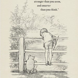 You are braver than you believe - Winnie the Pooh quotes - classic vintage style  poster print #113a