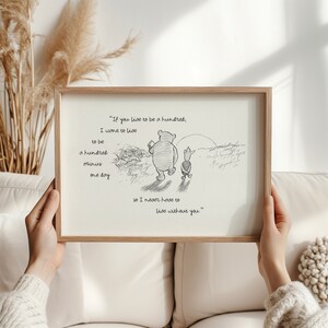 if you live to be one hundred... Pooh quotes horizontal classic vintage style poster print 131 image 4