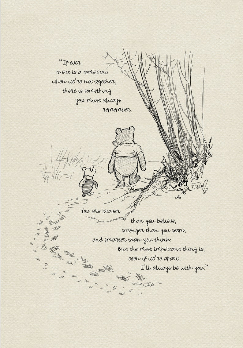 You are braver than you believe Winnie the Pooh Quotes classic vintage style poster print 03 image 5