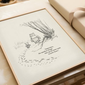 Sometimest the smallest things... Pooh Quotes Pooh and Piglet classic vintage style print 63a image 2