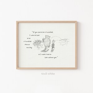 if you live to be one hundred... Pooh quotes horizontal classic vintage style poster print 131 image 9