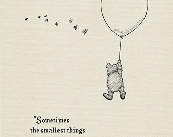 A volte le cose più piccole occupano più spazio nel tuo cuore - Pooh Quotes classico poster in stile vintage stampa #43