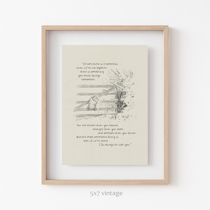 If ever there is tomorrow... Winnie the Pooh Quotes classic vintage style poster print 05 image 9