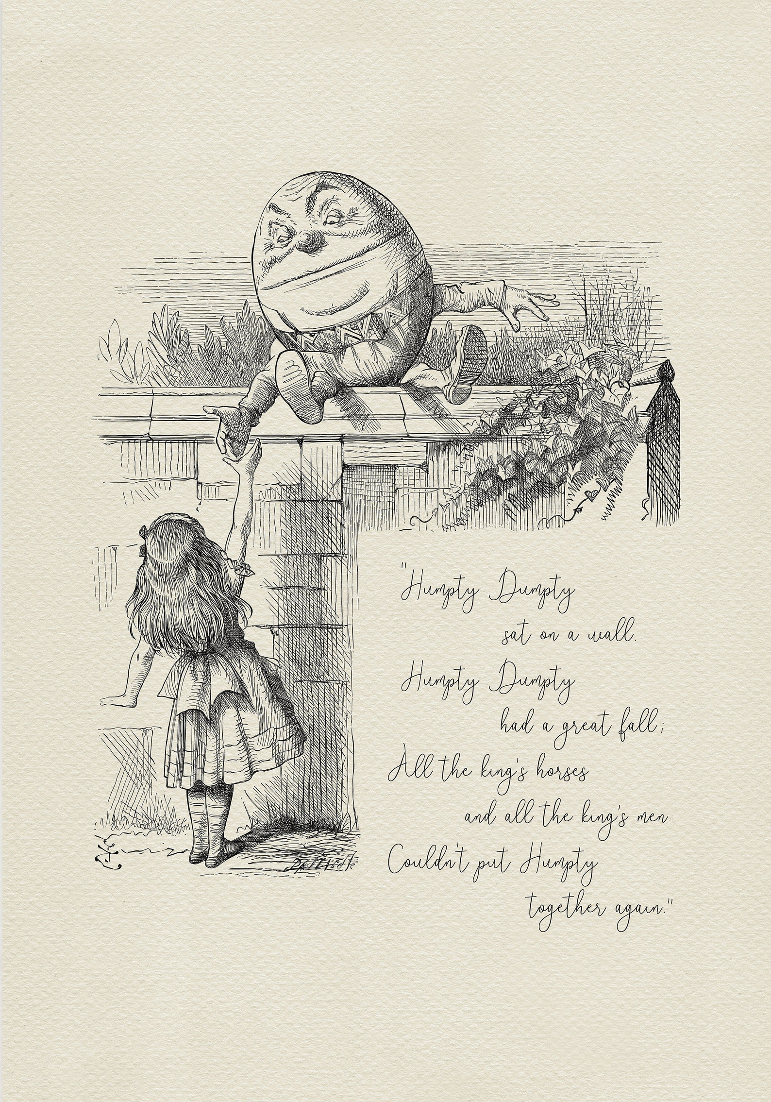 Humpty Dumpty Sat on a Wall Classic Style Quote Poster Etsy