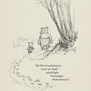 Saremo amici per sempre, vero, Pooh? - Citazioni di Winnie the Pooh, stampa in stile classico vintage #07a