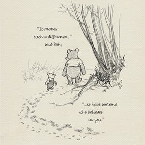 Impression Winnie l'ourson avec citation : cadeau d'amitié style vintage pour enfants et adultes