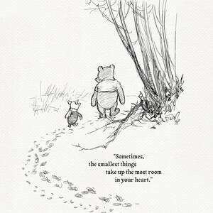 Sometimest the smallest things... Pooh Quotes Pooh and Piglet classic vintage style print 63a image 6